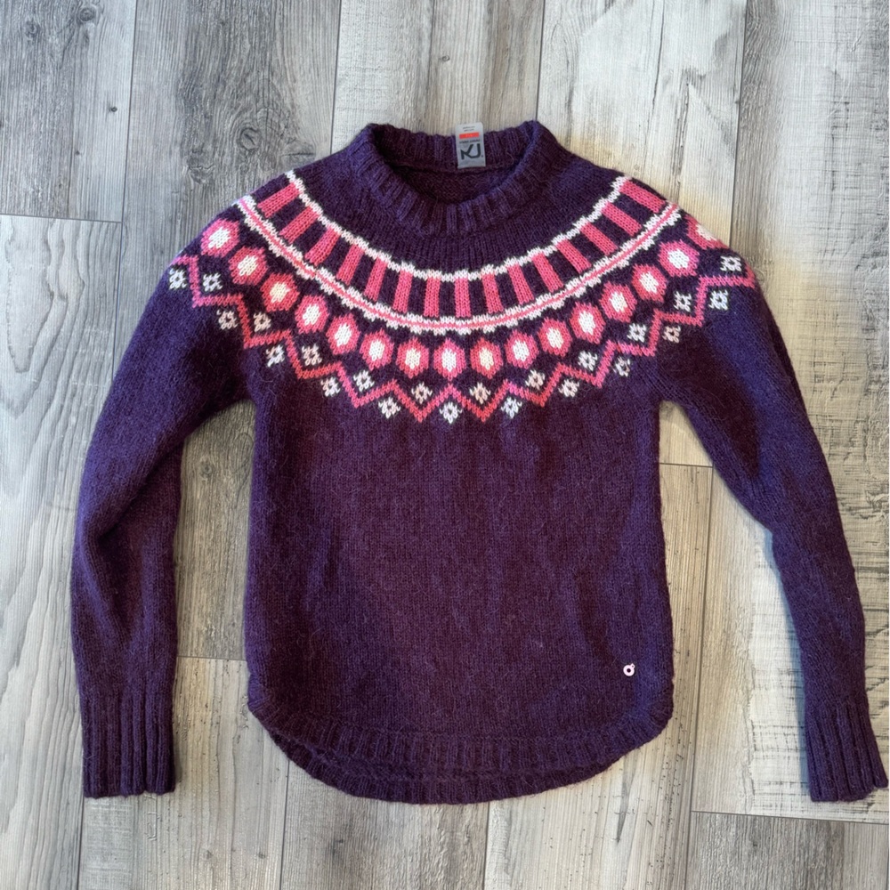 Kari Traa Ringheim Fair Isle Pullover Sweater S Wool Alpaca Jam Purple